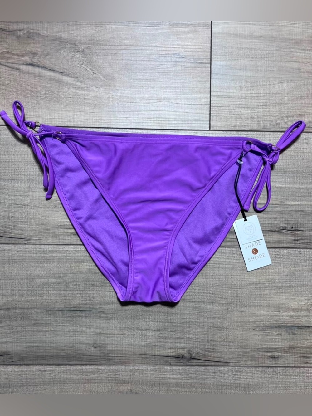 Shade & Shore Womens String Tie Lined Bikini Bottom Medium Coverage Size M